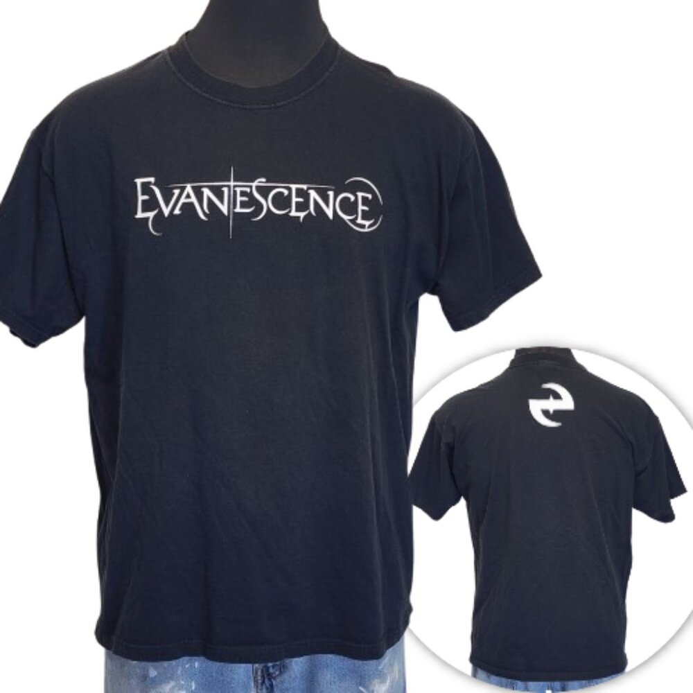 True Vintage Y2K XL Evanescence Bock Metal Band Tee Shirt Minor Shoulder Fade